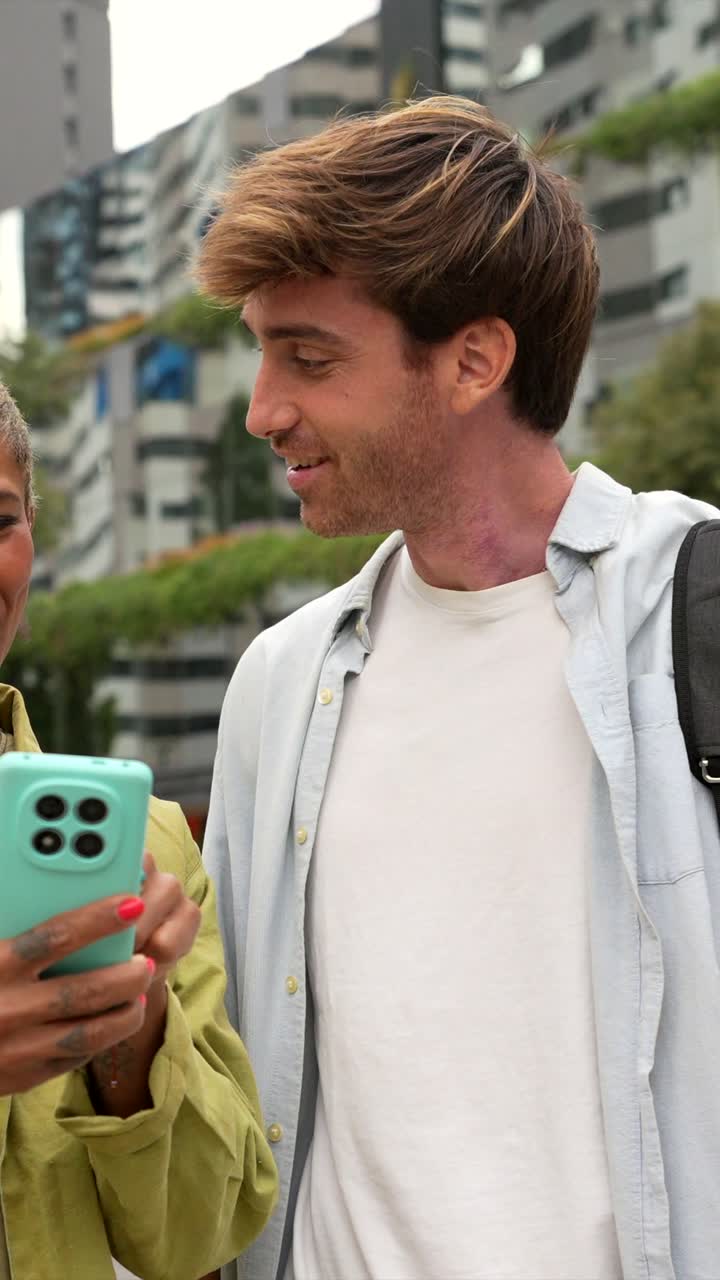 People using smartphones in urban settings