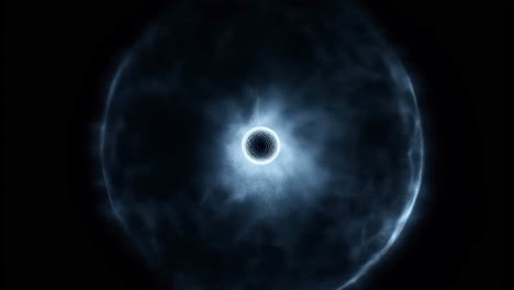 abstract microscopic cell or atom with glowing aura