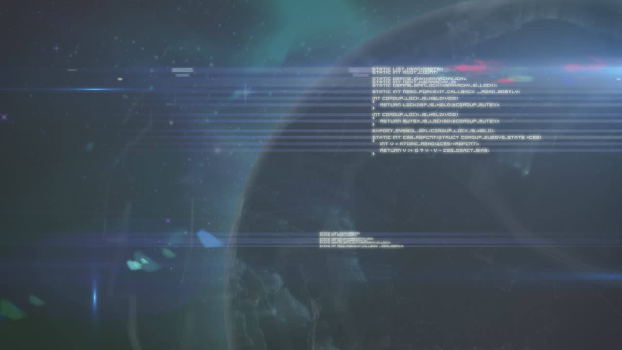 animación del procesamiento de datos sobre un fondo azul