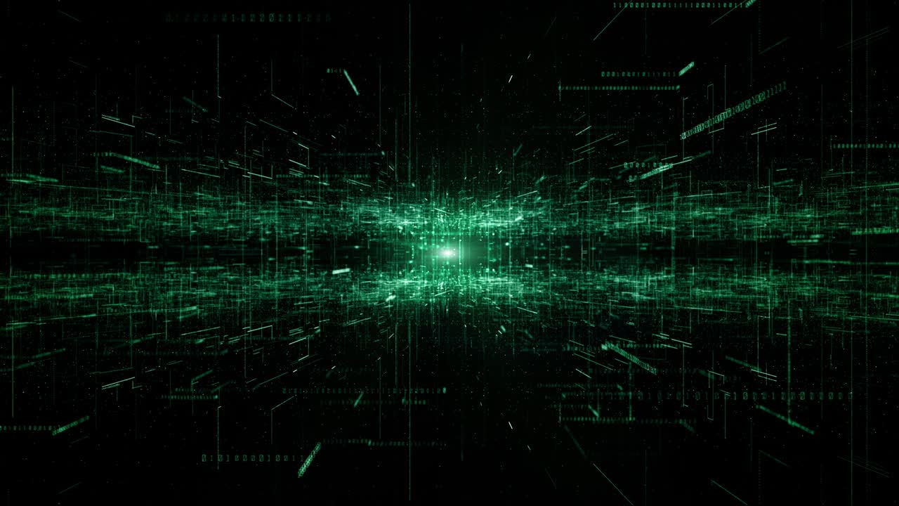 Digital Cyberspace with Particles and Digital Data Network Connections. High Speed Connection and Data Analysis Technology Digital Abstract Background Concept. Seamless Loop. 4K