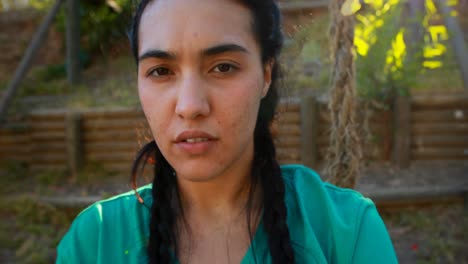 portrait of girl standing in boot camp