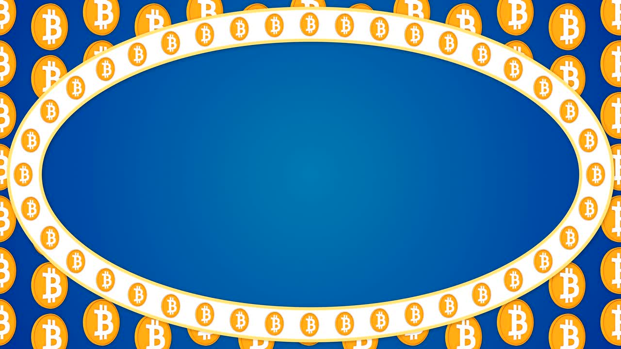 Bitcoin cryptocurrency blue background ellipse border frame banner