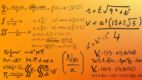 animation of mathematical formulae over yellow background