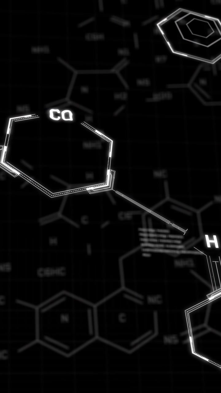 Animation of scientific data processing over black background