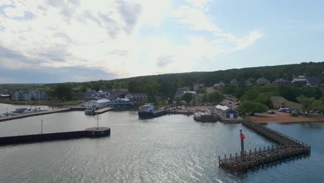 aerial view of bayfield wisconsin during summer time