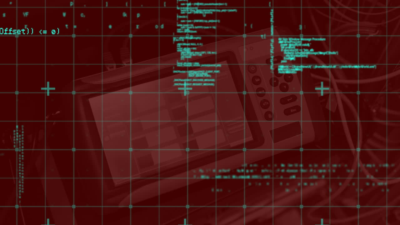 Animation of data processing and tech device over servers