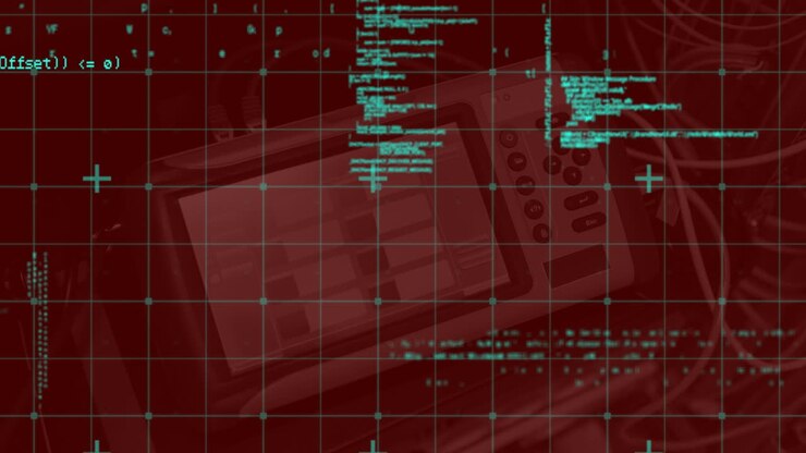 Animation of data processing and tech device over servers