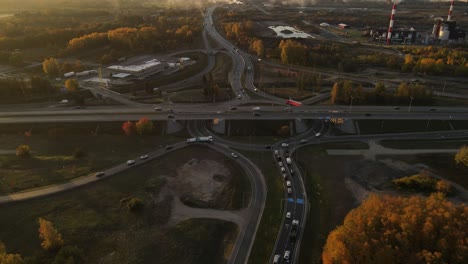 drone flying above road, intersection
with traffic 4k