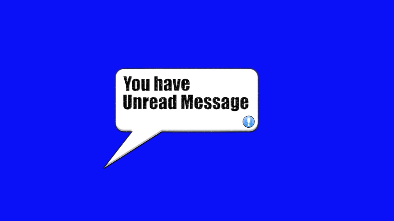 Animated Speech Bubble with Unread Message Notification on Blue Screen
