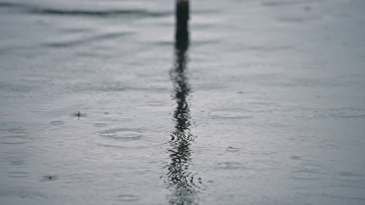Raindrops on the lake surface