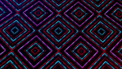 ilustración animada de luz brillante con puntos rosados, rojos y azules y estrellas de formas cuadradas.