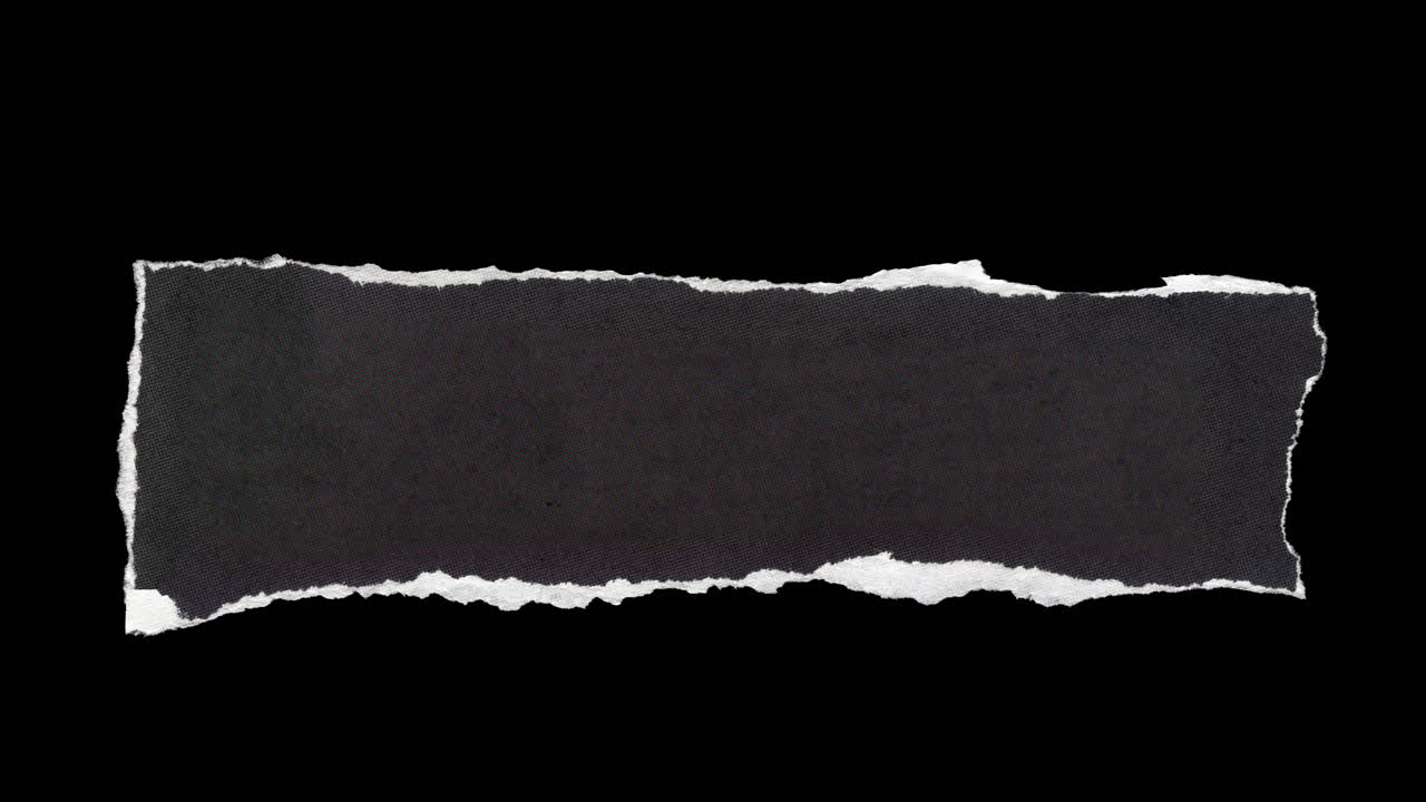 Isolated Torn Paper Strip with Rough Edges on Black Background