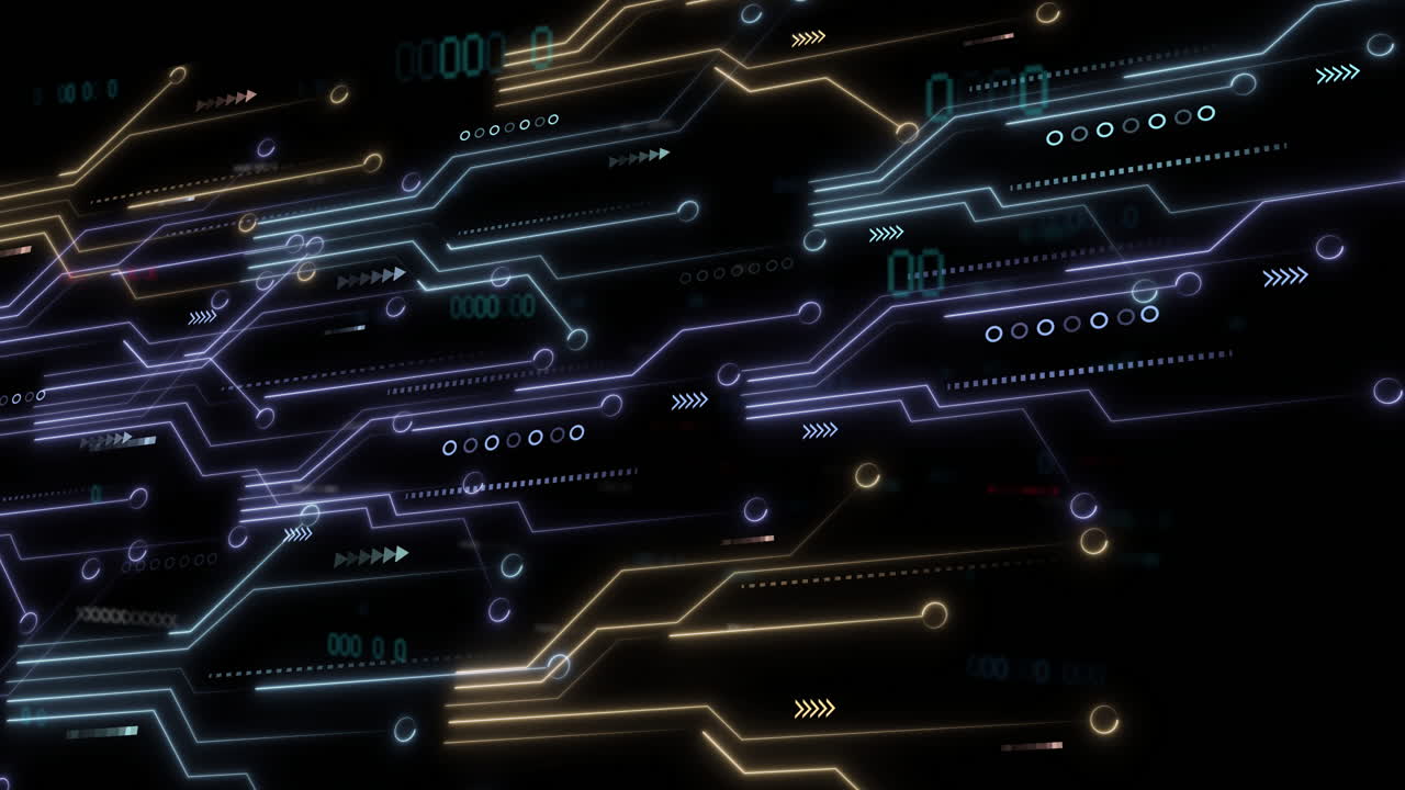 Creating animation of glowing circuit lines and digital patterns for technology concept