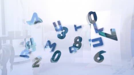 animación de números y letras sobre el perro.