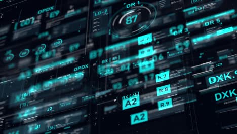 interfaz de usuario futurista hud gui elemento de número de texto digital para tecnología cibernética concepto con poca profundidad de campo oscuro y procesado de grano
