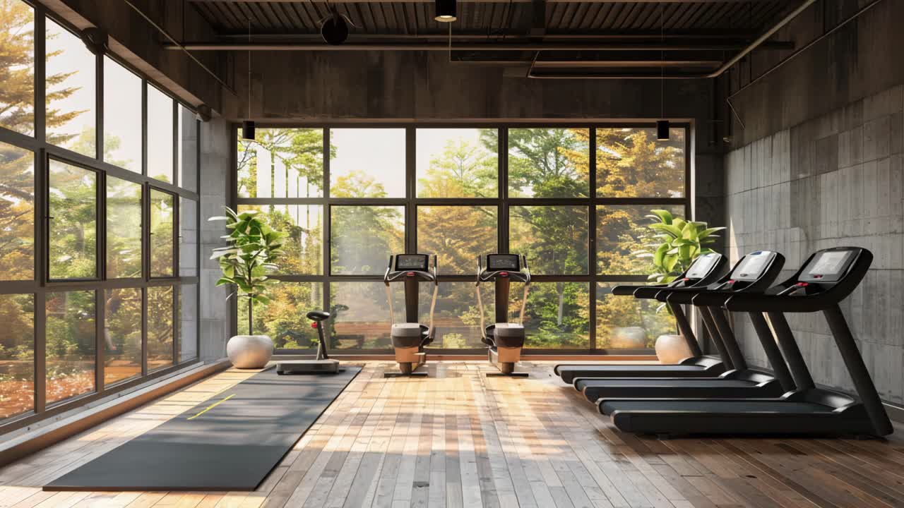 Modern Industrial Gym with Large Windows