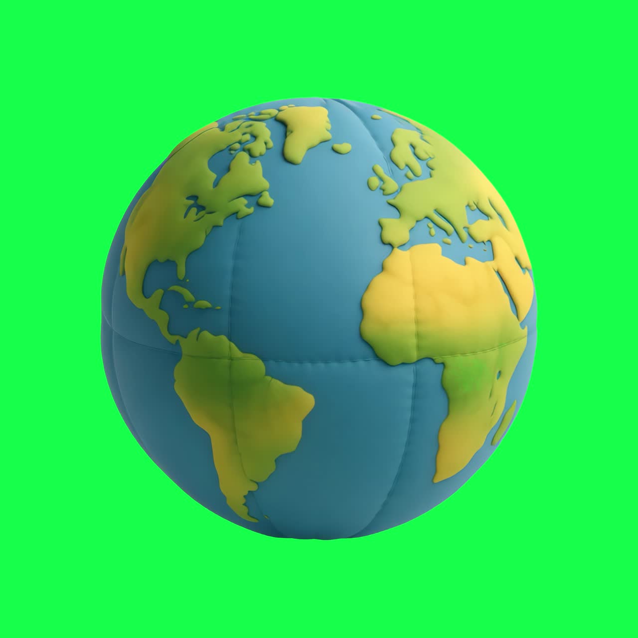 Colorful globe animation, transparent 4K video, green screen