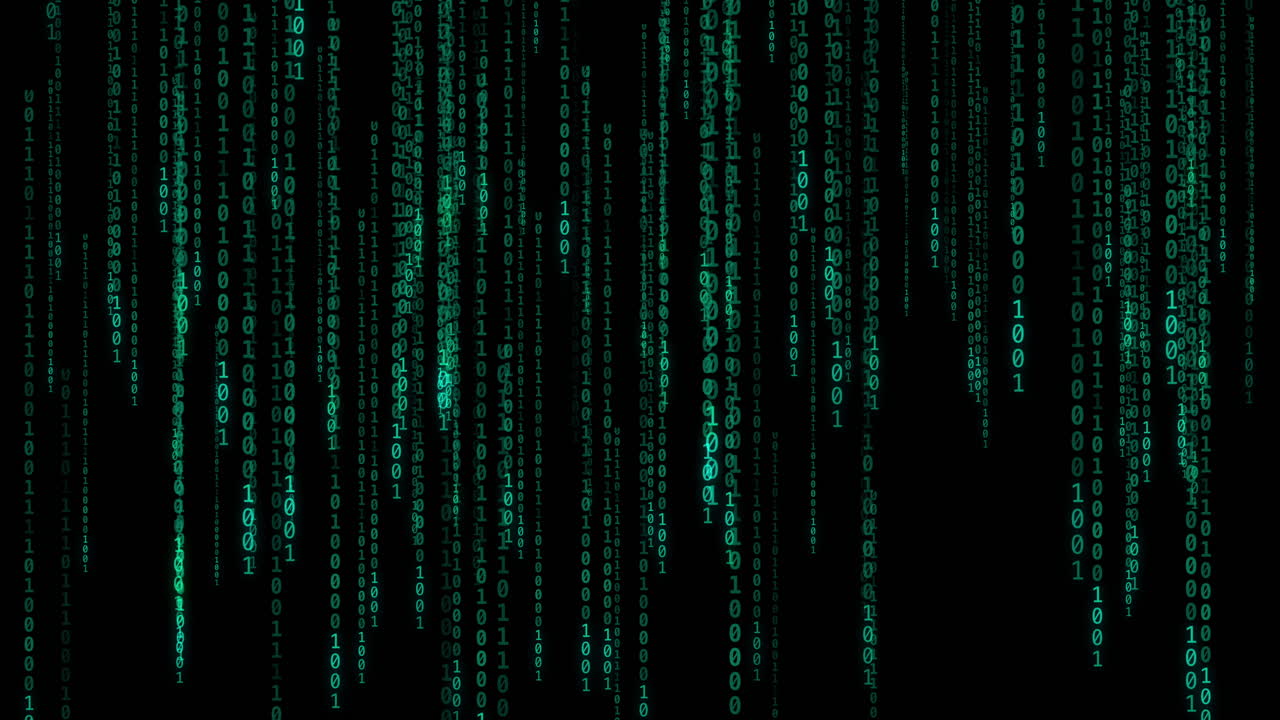 código binario lluvia digital