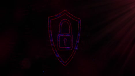 Animation-of-digital-computer-interface-online-security-pink-padlock-icon-on-glowing-background