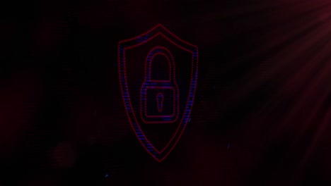 animación de la interfaz digital de la computadora seguridad en línea icono de candado rosa en un fondo brillante