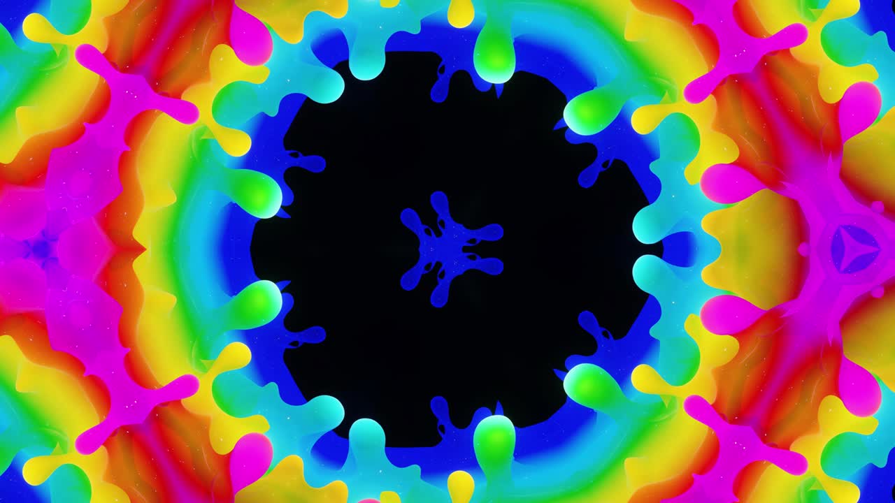 efecto caleidoscopio con ondas abstractas. estructuras 3d simétricas abstractas como el caleidoscope líquido en animación en bucle, gradientes de color suaves con brillo brillante. hermoso patrón 3d abstracto bg. dof