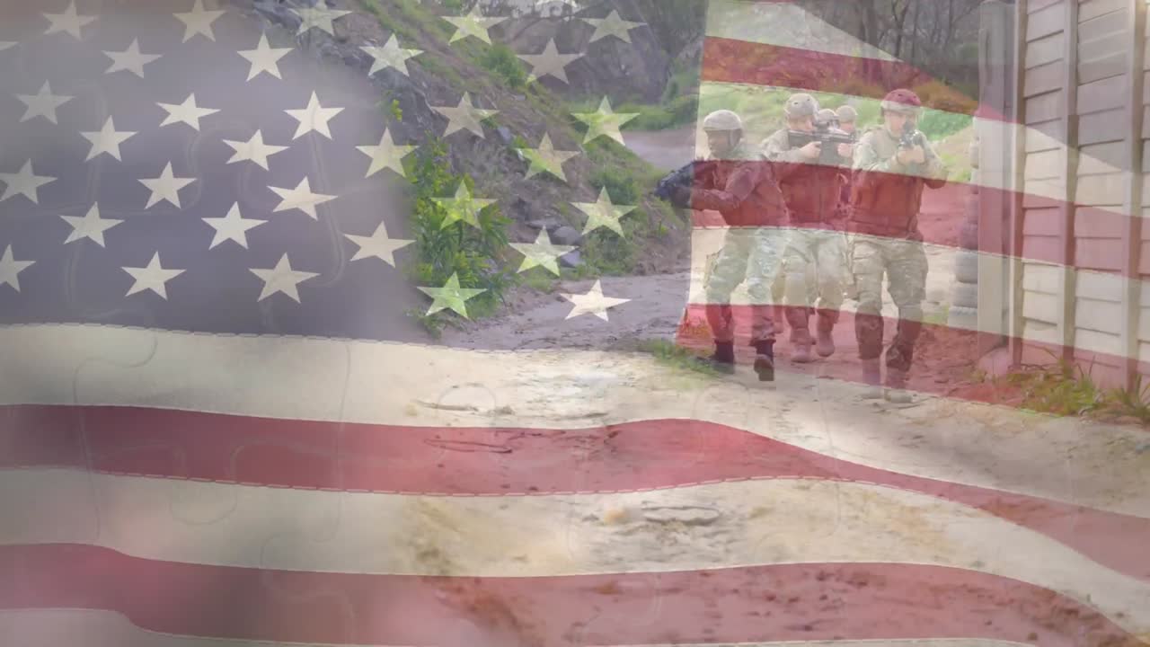 다양한 병사 들 위 에 있는 미국  ⁇ 발 의 애니메이션