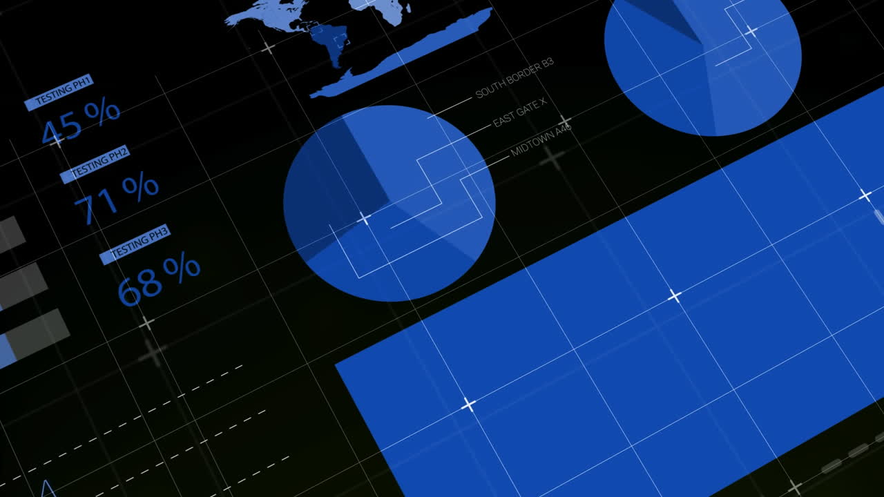 animación del procesamiento de datos estadísticos contra un fondo negro