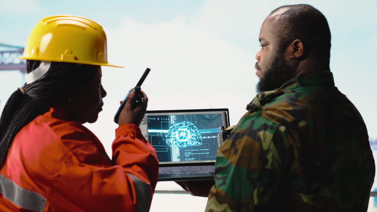 Vertical video Military unit on offshore rig using AI automated counter terrorism systems