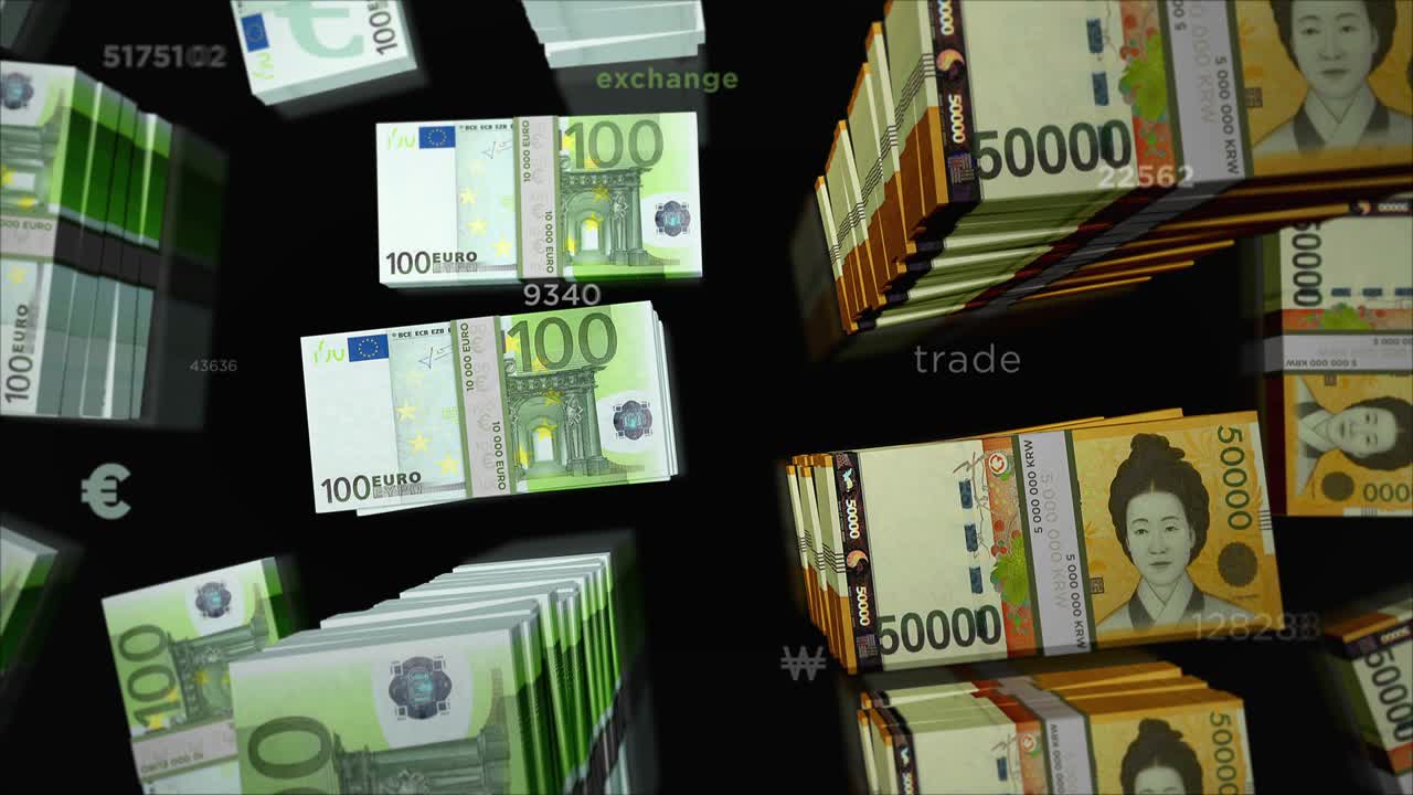 Euro und Südkoreanischer Won Geldwechsel Loop-Animation