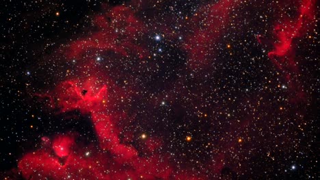 rotating shot of red nebula in outer space