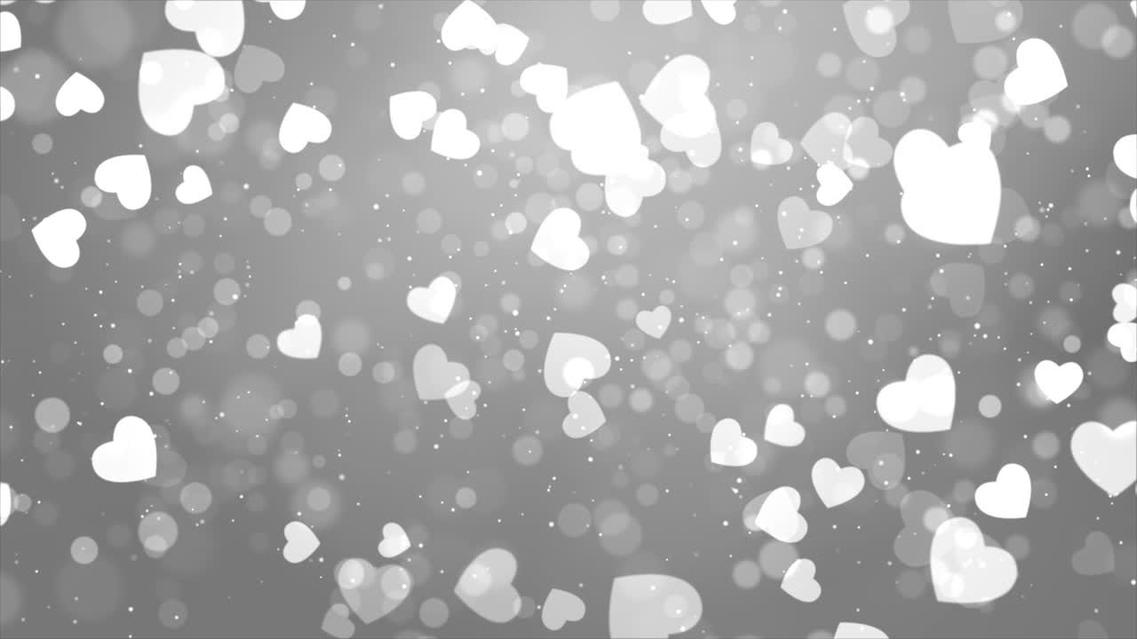 Gray and white heart bokeh background