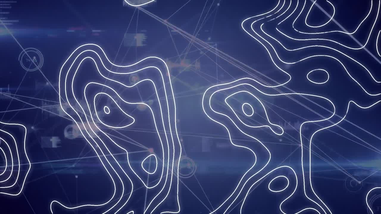 animación de líneas blancas móviles sobre la red de conexión