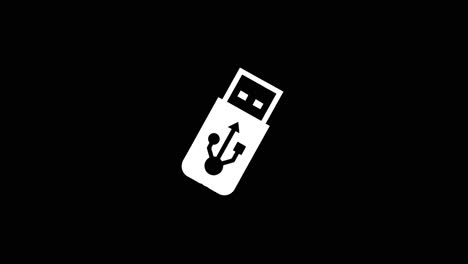 usb flash drive icon old vintage twitched bad signal screen effect 4k animation twitch noise glitch