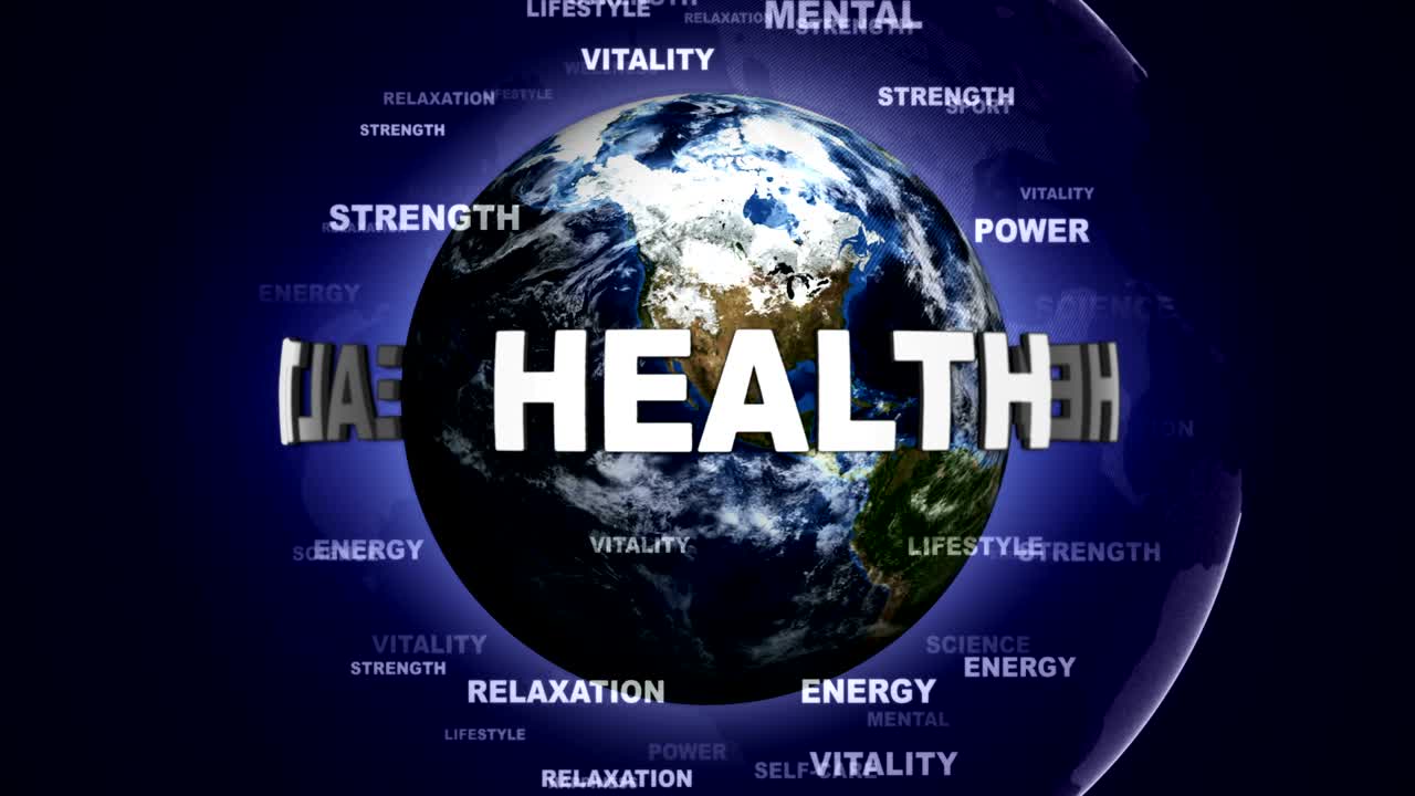 건강 텍스트 애니메이션 및 지구, 렌더링