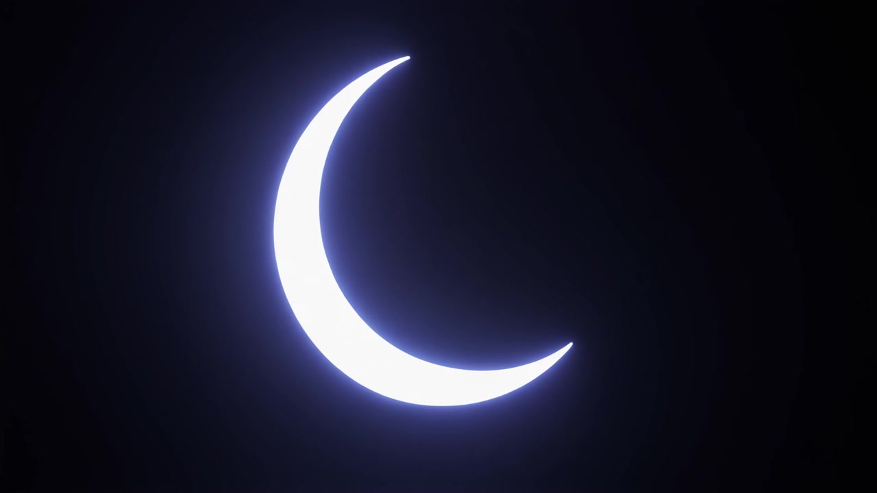 Glowing Crescent Moon Shining in the Dark Night Sky