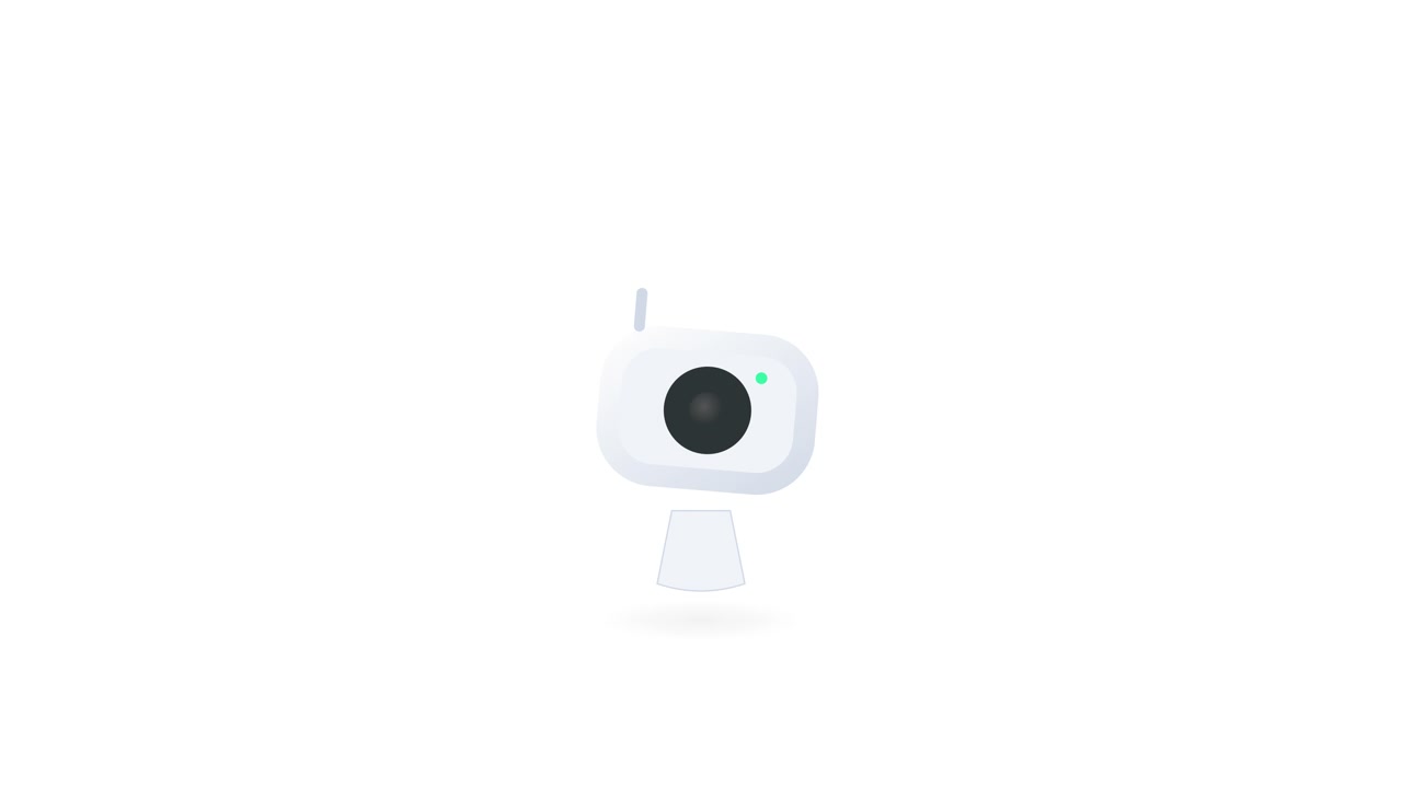 Animated Security Camera Rotating on White Background