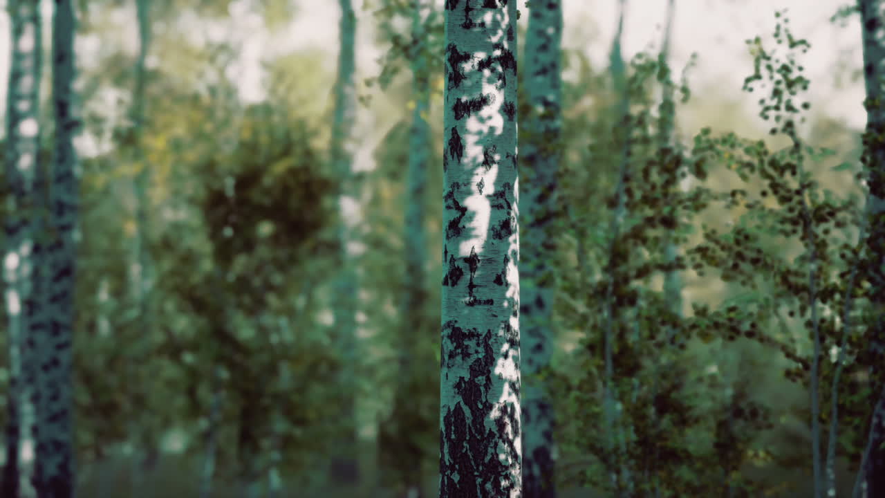 잔디 에 서 있는 버드 나무 들 의 집단