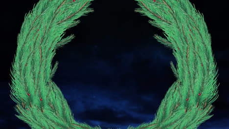 Animation-of-mistletoe-over-fireworks-on-black-background