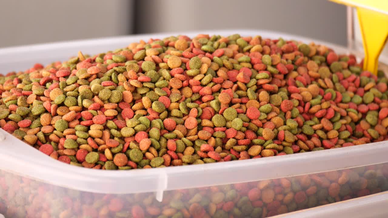 A container full of pet food
