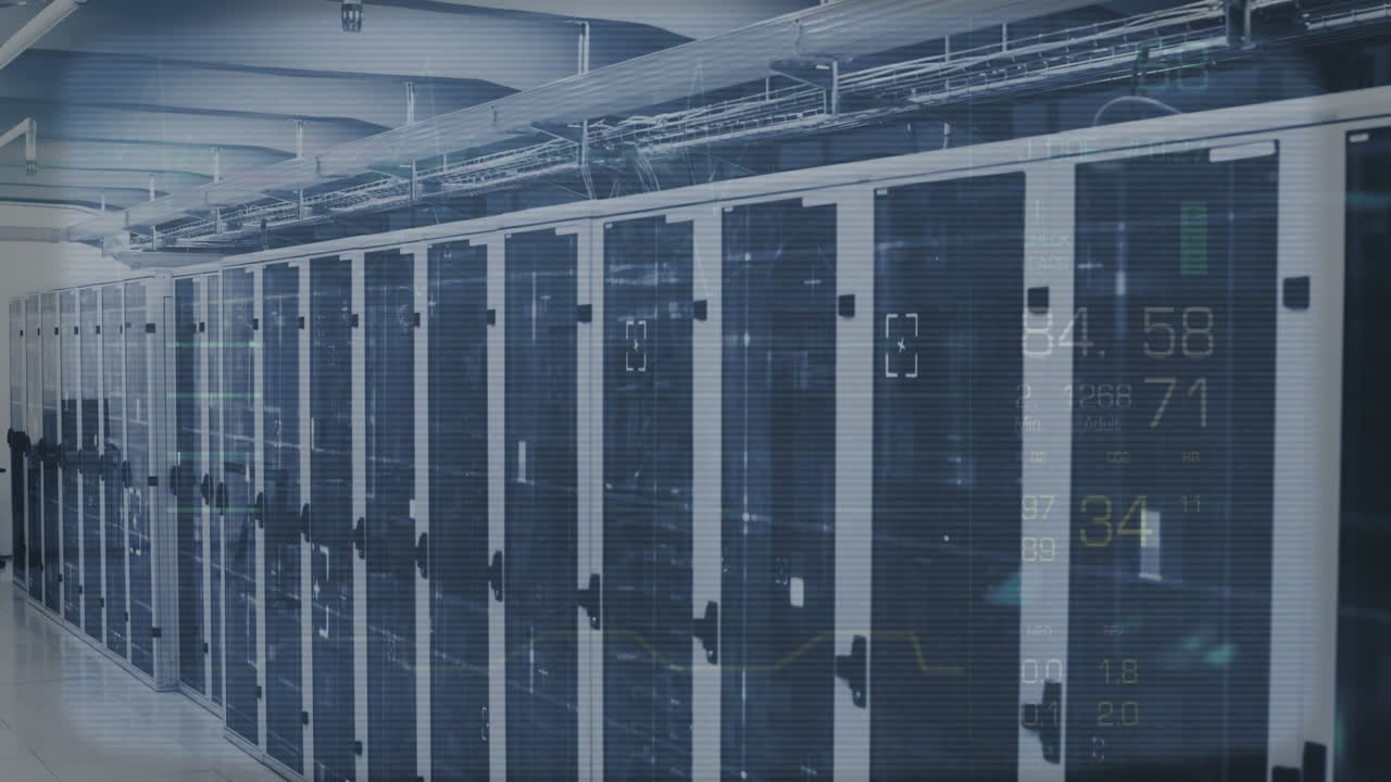 Animation of data processing over server room