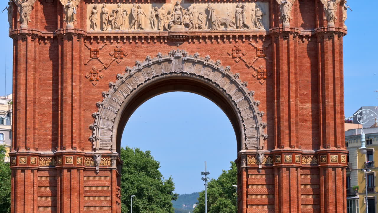 Close up of the Arc de Triomf in Barcelona, Spain