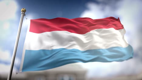 la bandera de luxemburgo ondeando en cámara lenta 3d con fondo de cielo azul - bucle sin costuras 4k