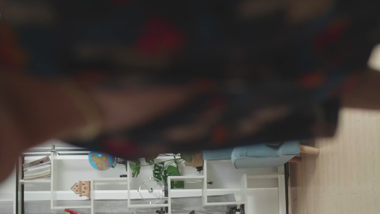 Full Body Of Asian Transgender Male Dancing While Shooting Video Content For Social Networks At Home