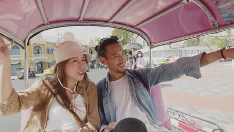 asian couple tourist travel at bangkok.