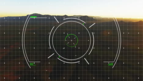 Animation-Des-Scope-Scannens-Und-Der-Datenverarbeitung-über-Der-Landschaft