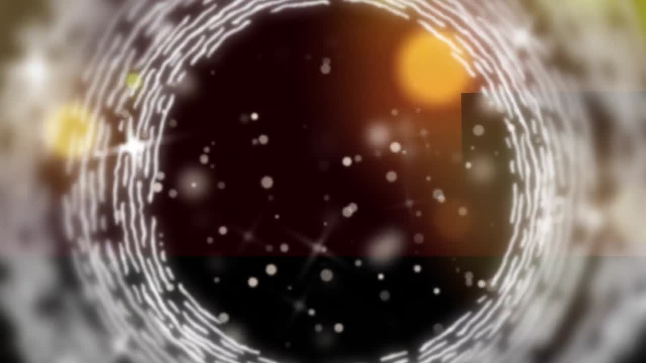 빛과 기하학적 배경 위에 회전하는  ⁇ 색 기하학적 모양의 애니메이션