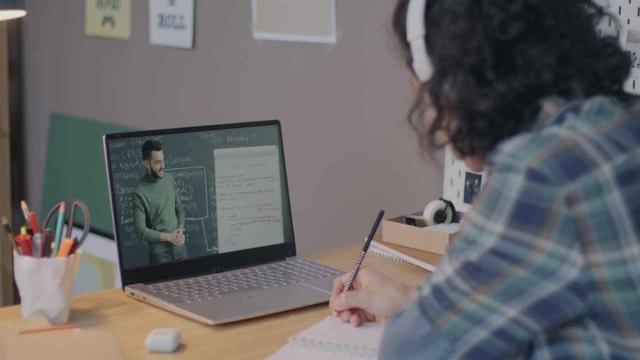 Student taking an online math class