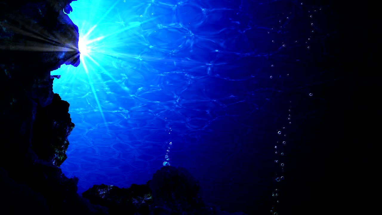 바다에서 다이빙, 해저 다이빙 및 루프 애니메이션