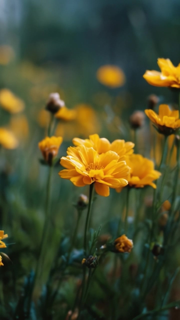 Una vivace esposizione di fiori gialli in un lussureggiante ambiente da giardino, che cattura l'essenza della bellezza e della tranquillità della natura attraverso le fioriture primaverili.