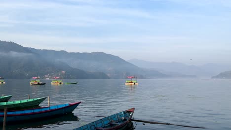 landscape view of phewa lake in pokhara, nepal